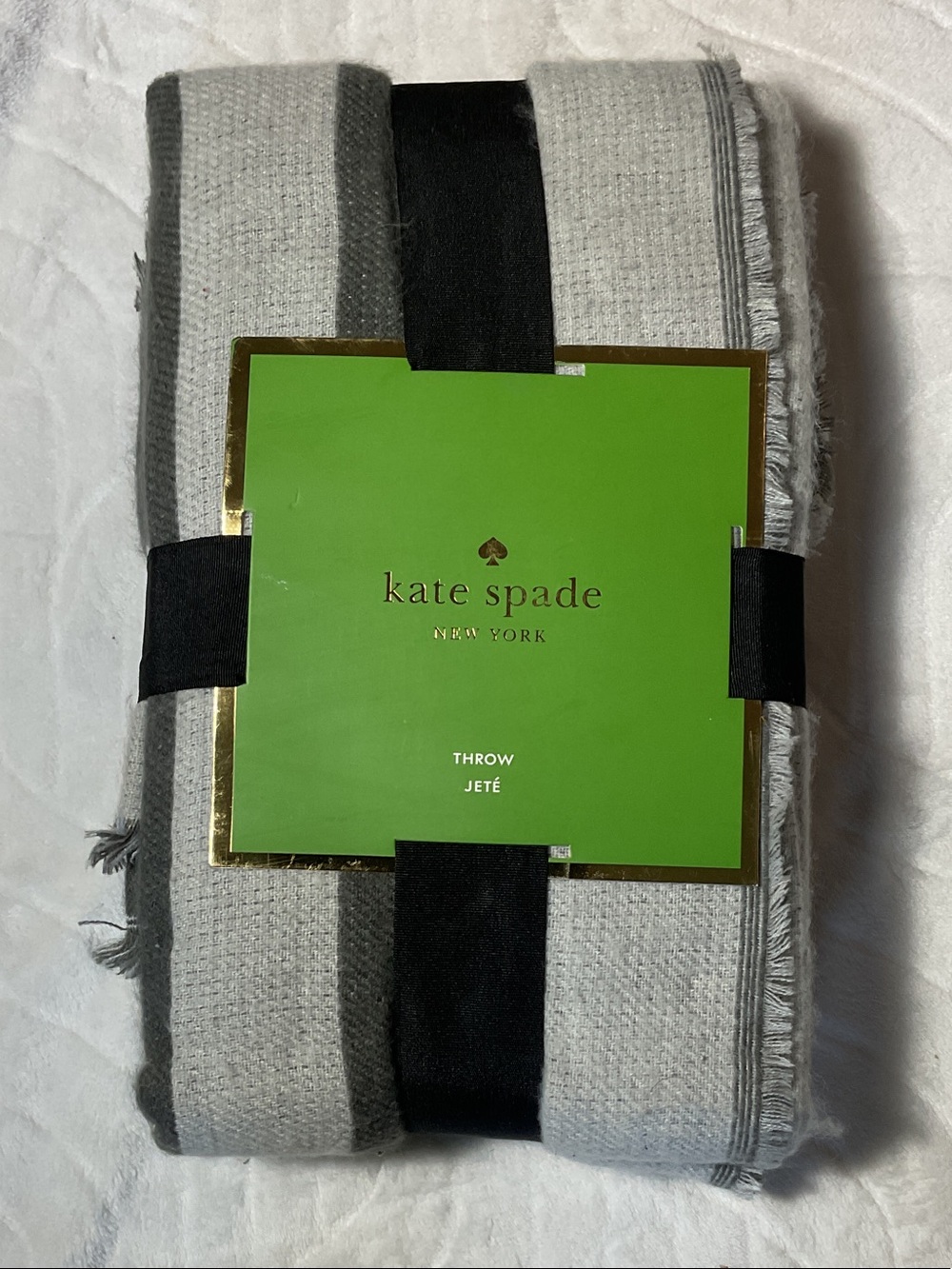 kate spade Gray and Dark Gray Striped Throw Blanket